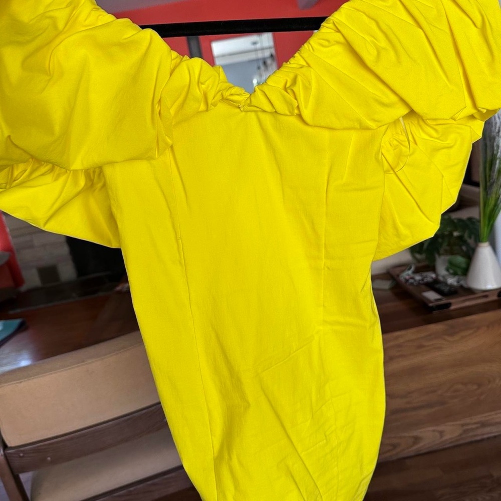 Zara Off-Shoulder Yellow Ruffle Mini Dress - Picture 2 of 5